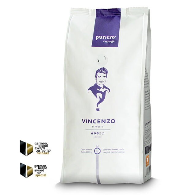 Kaffeebohnen Punero Vincenzo 1 kg Packung bei Bevero