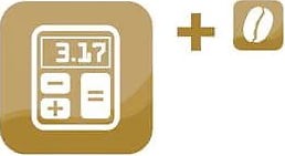 Kalkulator plus Kaffeebohne Icon