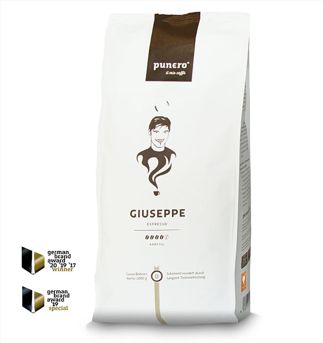 Kaffeebohnen Punero Giuseppe 1 kg Packung bei Bevero