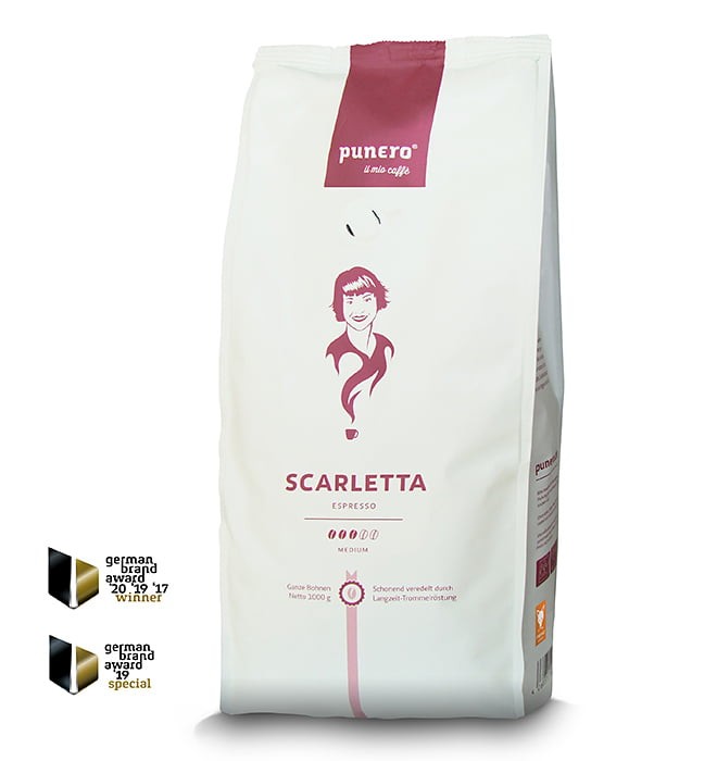 Kaffeebohnen Punero Scarletta 1 kg Packung bei Bevero